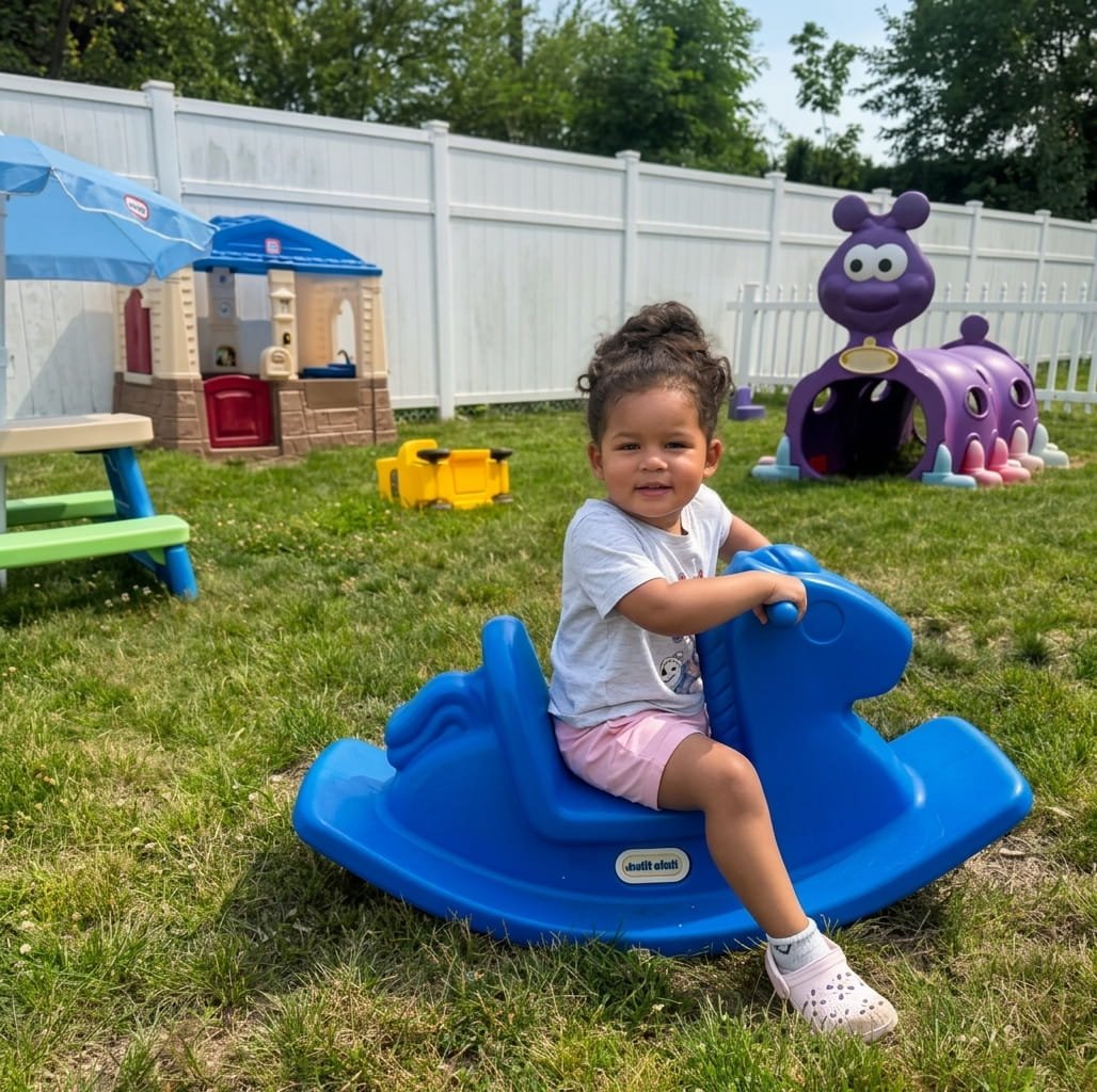 Child enjoying outdoor play at Sweet Angels Daycare in Malden, MA